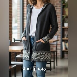 Adventura Small Long Zip Sweater Jacket Organic Cotton/Cashmere/Angora Blend